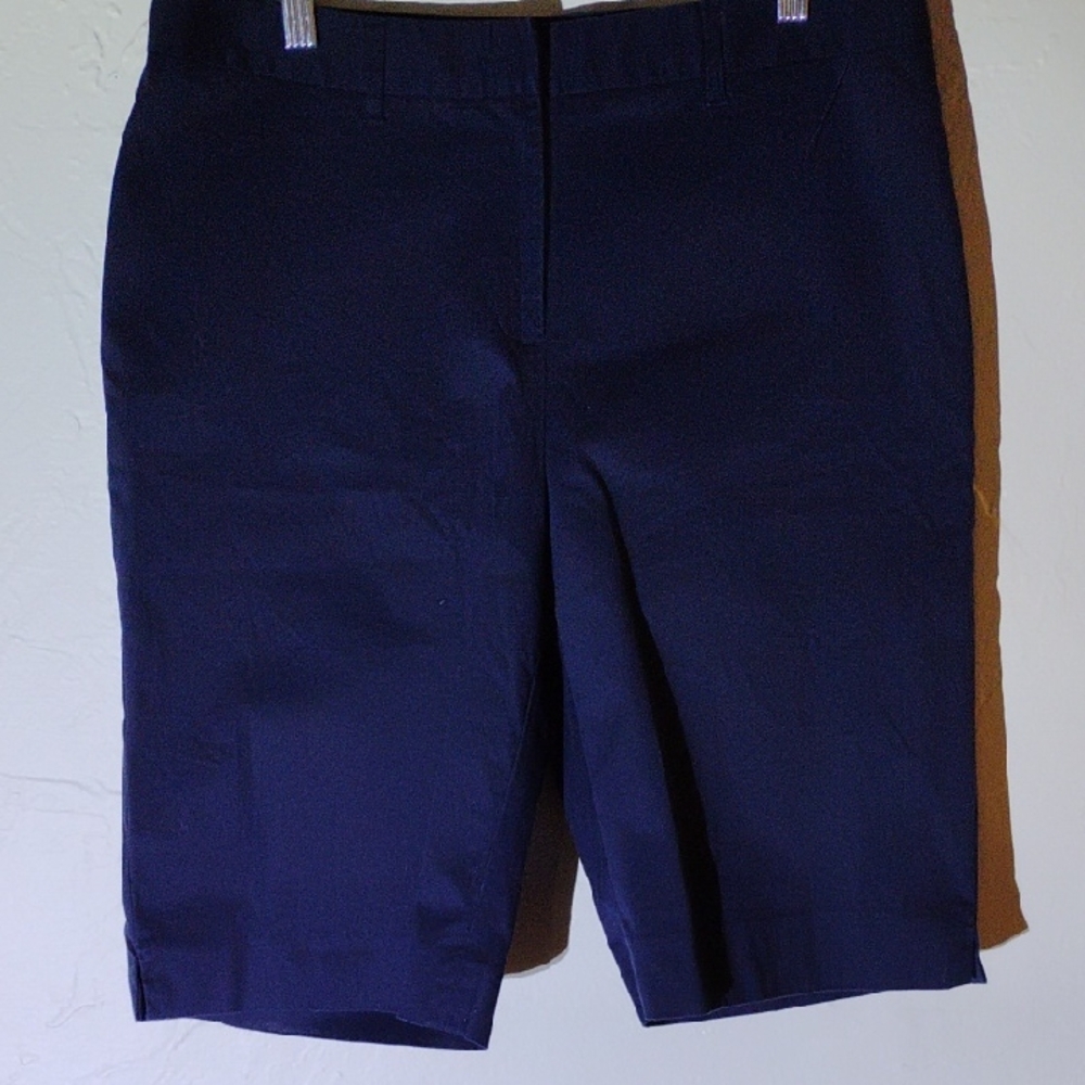 Jones New York Blue Bermuda Shorts Tailored Cotton Blend
